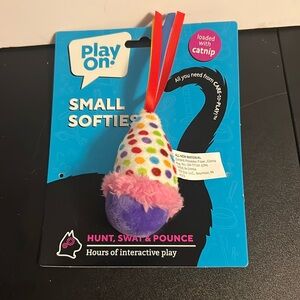 Small softie hat with ribbon catnip cat toy